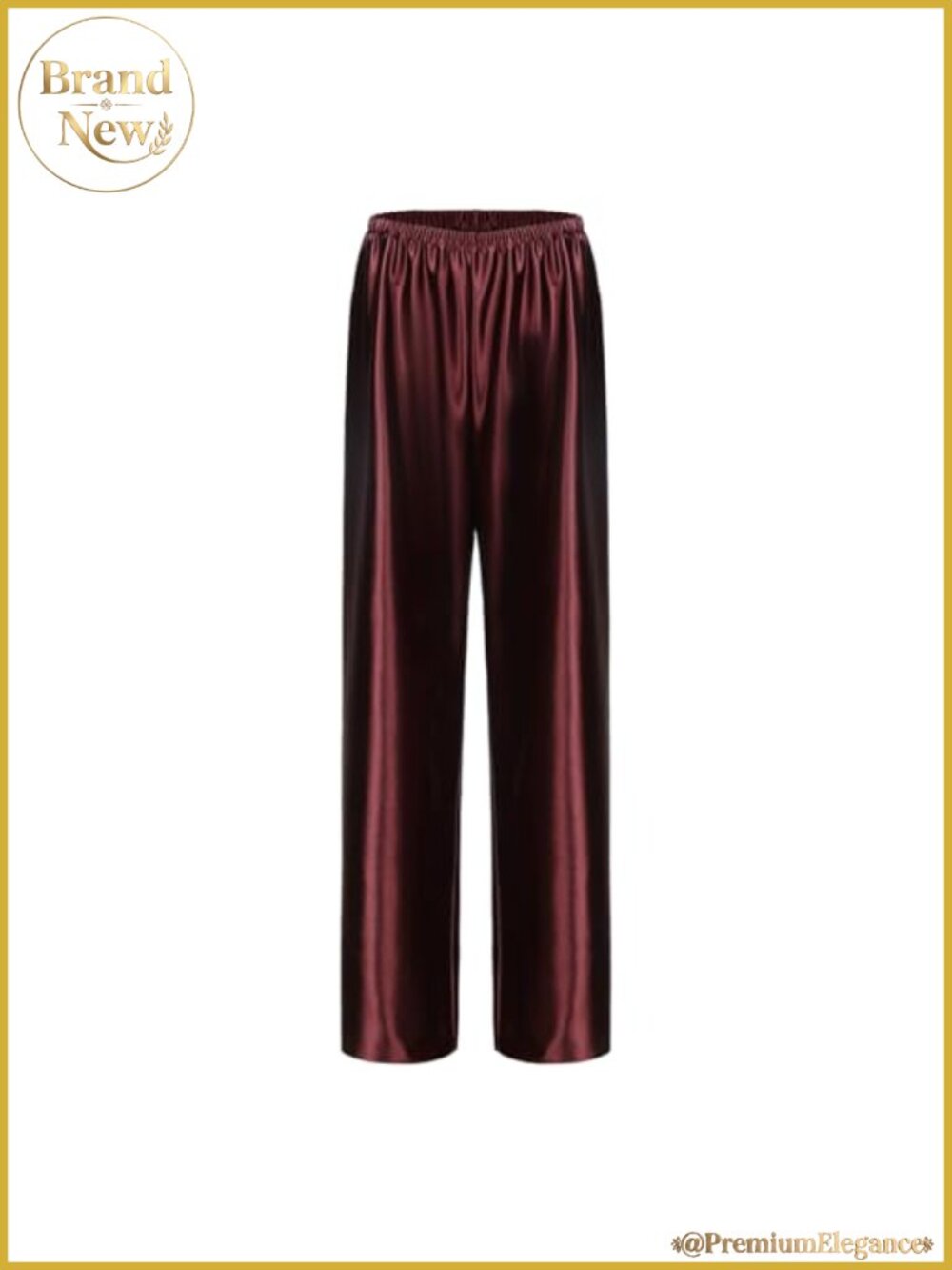 Satin Wide Leg Dress Pants High Waisted Elastic Waist Flowy Trousers